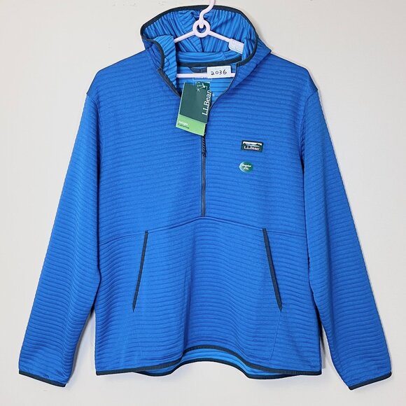LL Bean Airlight Knit Half Zip Hoodie Pullover - Men's Size XXL - Blue - Picture 1 of 13